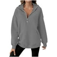 thumbnail image 1 of YUGYXL Womens Sweatshirts Quarter Half Zip Pullover Oversized Hoodies Fall Fashion Winter Fleece Jackets Sweaters Gray L, 1 of 8