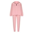 thumbnail image 1 of YUGYXL Womens Sweatsuit 2 Piece Outfits Fall Winter Fleece Half Zip Sweatshirts and Sweatpants Joggers Set Pink XL, 1 of 6