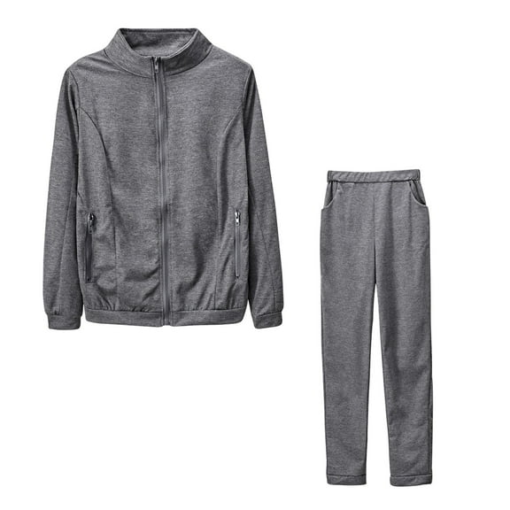 YUGYXL Womens Sweatsuits 2 Piece Casual Tracksuit Sets Full Zip Slim Fit Sweatshirt Jacket And Sweatpants Leisure Jogger Outfits Today Gray,XL