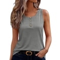 thumbnail image 1 of YUGYXL Womens Tank Tops Button Spring Summer Sleeveless Tee Henley Shirt Square Neck Basic Outfits Clothes Gray Top M, 1 of 9