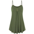 thumbnail image 1 of YUGYXL Womens Tank Tops Summer T Shirts Sleeveless Pleated Spaghetti Strap Camisole Casual Loose Long Tunic Blouses Army Green,4XL, 1 of 3