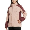 thumbnail image 1 of YUGYXL Womens Thick Jackets Winter Thermal 3-in-1 Hood Windbreaker Plus Size Heavy Weight Insulated Outerwear Casual Outdoor Windproof Coats Pink,XXXL, 1 of 5
