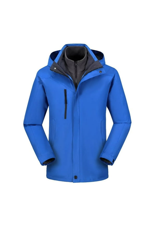 Womens Thick Jackets Winter Thermal 3-in-1 Windbreaker with Hooded Heavy Weight Insulated Waterproof Outerwear Braethable Outdoor Active Windproof Coats Gift for Daughter Blue,XXXL