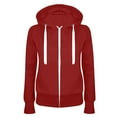 thumbnail image 1 of YUGYXL Womens Thin Fleece Hoodies Trendy Full Zip Long sleeve Pullover with Drawstring Casual Solid Color Zip-up Hooded Sweatshirt Red,XL, 1 of 2