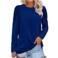thumbnail image 1 of YUGYXL Womens Tops Long Puff Sleeve Shirts Blouses for Women Fall Tunic Top Dressy Pullover Work Business Casual Outfits Blue XXL, 1 of 9
