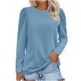 thumbnail image 1 of YUGYXL Womens Tops Long Puff Sleeve Shirts Blouses for Women Fall Tunic Top Dressy Pullover Work Business Casual Outfits Light Blue M, 1 of 9