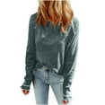 thumbnail image 1 of YUGYXL Womens Tops Long Sleeve Shirts Waffle Knit Top Crew Neck Fashion Casual T Shirts Loose Shirts Basic Tee Green S, 1 of 9