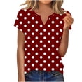 thumbnail image 1 of YUGYXL Womens Tops Polka Dot T Shirts Short Sleeve V Neck Summer Casual Loose Basic Tee Shirt Trendy Fashion Tee Clothes Red XXL, 1 of 6