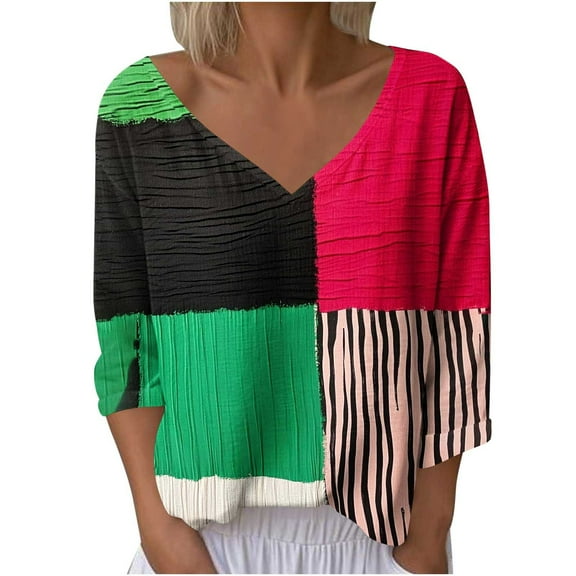 YUGYXL Womens Trendy Floral Printed Linen Tops Casual Loose Fit V Neck Tunic Blouse Fall Dressy Long Sleeve Tee Shirts Multicolor S