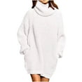 thumbnail image 1 of YUGYXL Womens Turtleneck Oversized Long Sweater Dressy Plus Size Tunic Pullover Knit Fall Dresses White M, 1 of 3