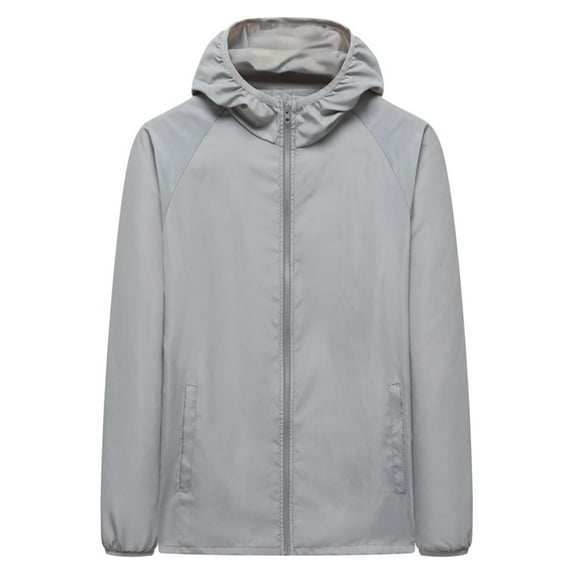 YUGYXL Womens UPF 50+ Sun Protection Hoodie Jacket Lightweight Long Sleeve UV Full Zip Shirts Hiking Outdoor UPF50+ Shirt Gray XXL