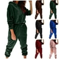 thumbnail image 1 of YUGYXL Womens Velour Sweatsuits 2 Piece Tracksuit Sets Drawstring Hoodie Sweatshirt Match Sweatpants Leisure Jogger Outfits Pink,S, 1 of 10