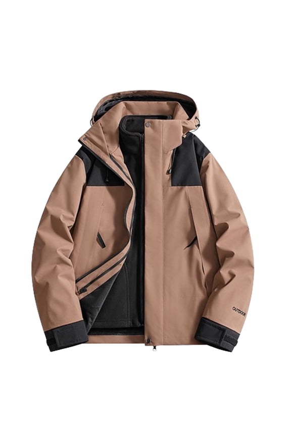 Womens Winter Ski Jacket Fashion Plus Size Waterproof Snowboarding Jacket Detachable Fleece Lined Warm Windproof Coat Brown S