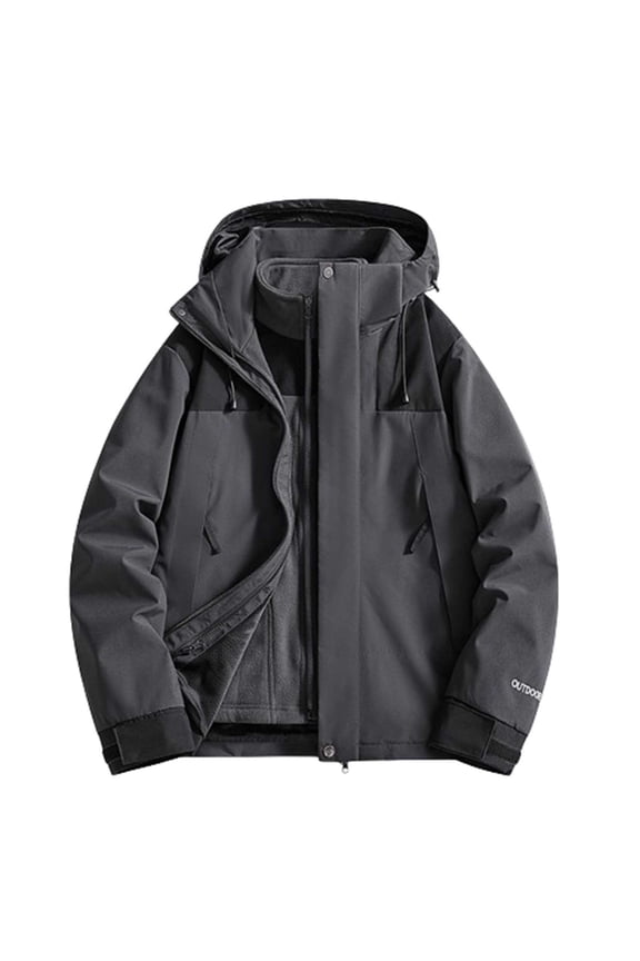 Womens Winter Ski Jacket Fashion Plus Size Waterproof Snowboarding Jacket Detachable Fleece Lined Warm Windproof Coat Gray XS