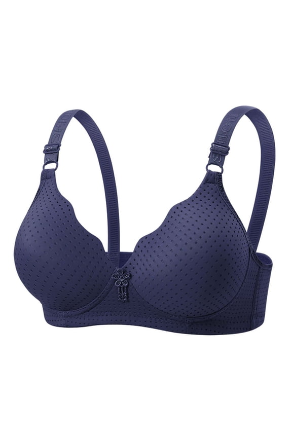 Womens Wireless Bras V Neck Comfortable Bralette Supportive Tshirt Bra No Underwire Seamless Push Up Everyday Bras Navy M（38/85BC）