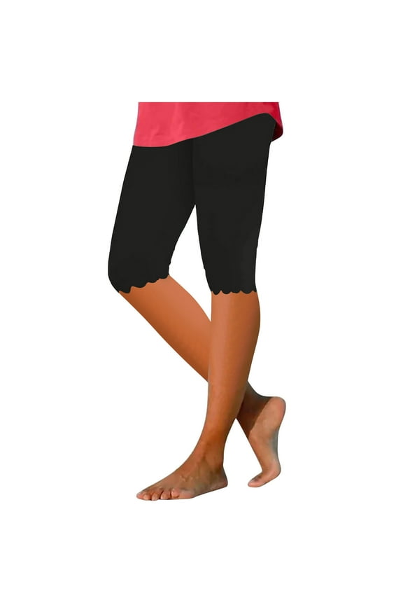 Yoga Capri Pants for Women High Waist Stretch Leggings Pants Slim Fit Dance Pants Capris Knee Length Pants Black XXXL