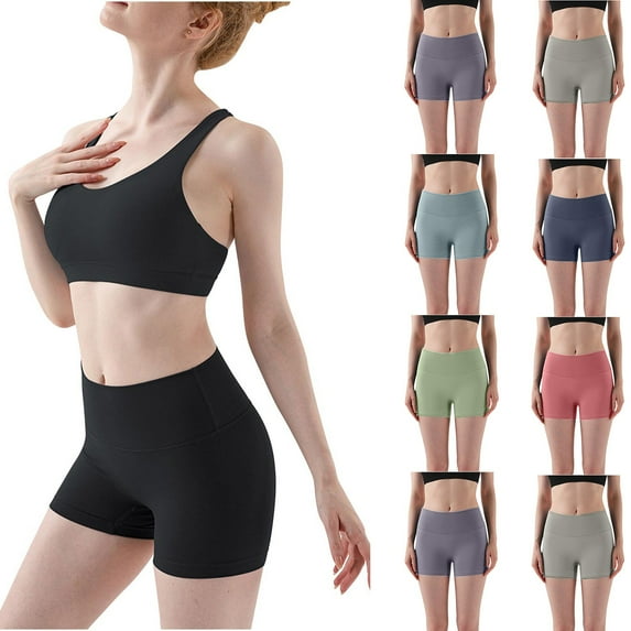 YUGYXL Yoga Shorts for Women Tummy Control High Waist Biker Shorts Exercise Workout Butt Lifting Tights Women's Short Pants Green,L