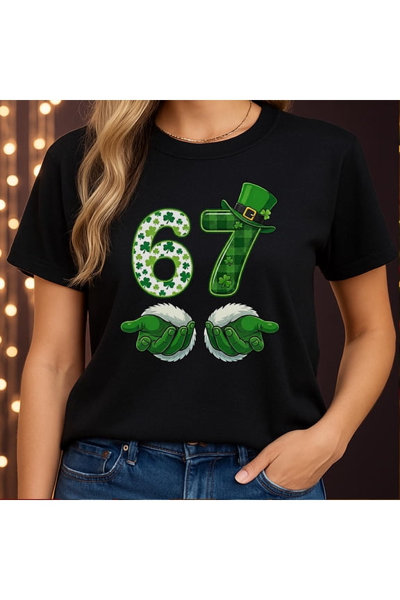 67 St Patricks Day Shirt funny 6 7 Meme Tee Viral Trend Top Irish Humor Gift for Teen Boys Gen Z Graphic T-shirt