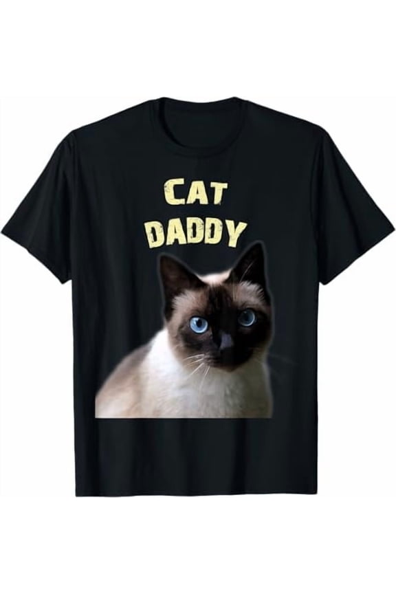 Cat Daddy Artistic Siamese Cat Dad Tee for Men Kids