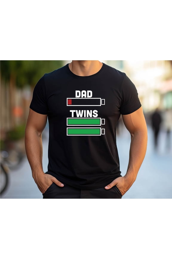 Dad of Twins Battery Shirt, Dad T-shirt, Cute Twins Dad T-shirt, Twins Daddy T-shirt, Twin Dad Father's Day Gift T-shirt