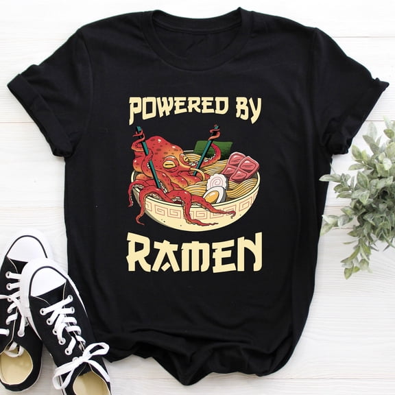 YUHAK Funny Ramen Shirt, Powered By Ramen Shirt Funny Gift