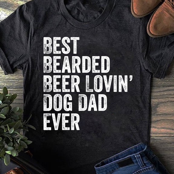 YUHAK Mens Best Bearded Lovin Dog Dad T-Shirt Pet Lover Owner Gift - Gift for Dog Lovers - Dog - German Shepherd Lovers - Mother's Day