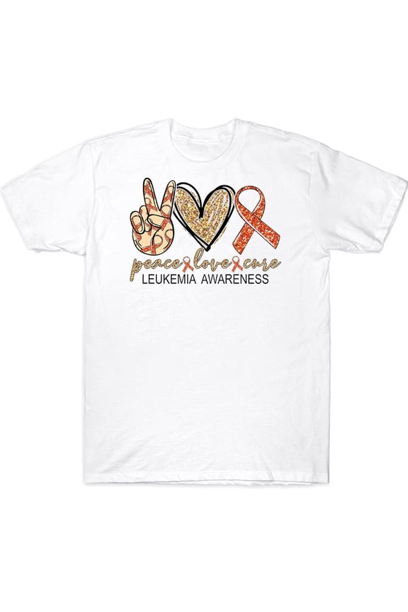Peace Love Cure Orange Ribbon Leukemia Awareness T-shirt