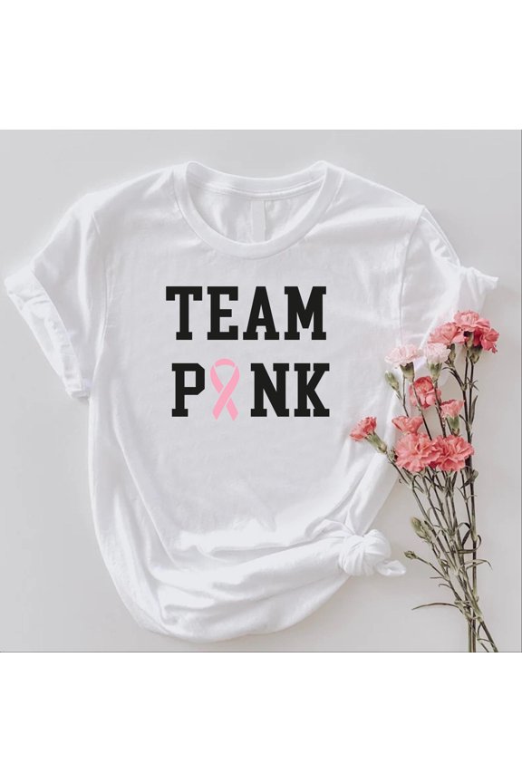 Team Pink Breast Cancer Awareness Shirt: Matching Family Ribbon Tee