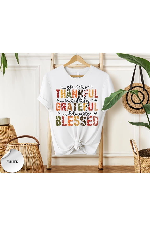 Thankful Grateful Blessed Tee: Thanksgiving Shirt