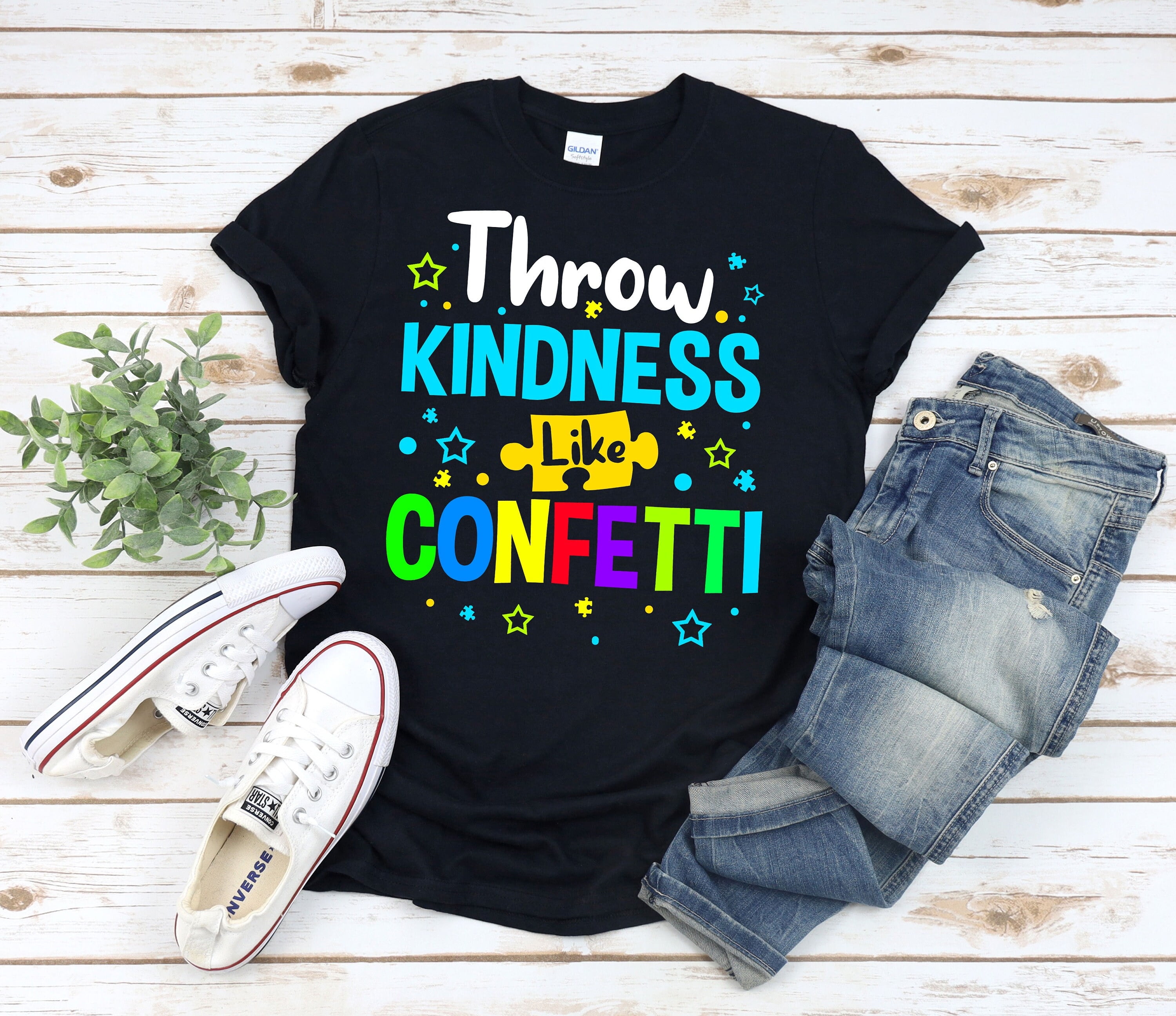 YUHAK Throw Kindness Like Confetti Shirt, Autism Awareness Shirt, Autism T-shirt, Autism Support Shirt, Autism Shirt For Mom, Autism Teacher Shirt