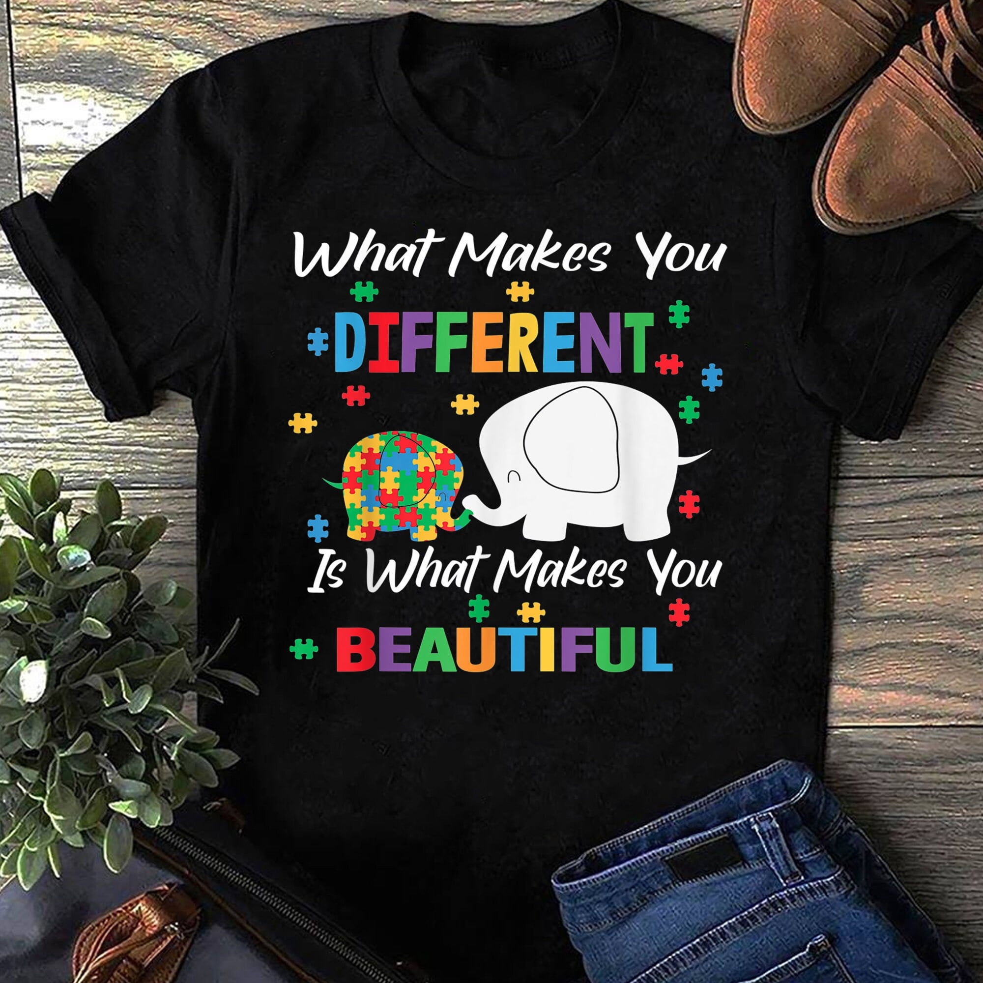 YUHAK What Makes You Different Autism Child Elephant Mom - Autism Mom Shirt, Autism Awareness Shirt, Autism Aware, Autism Shirt, Autism Mother