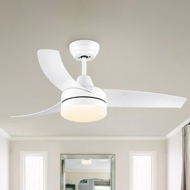 YUHAO 42 in. Black modern Ceiling Fan with Light and Remote Control, Reversible DC Motor - 42 Inches Whtie