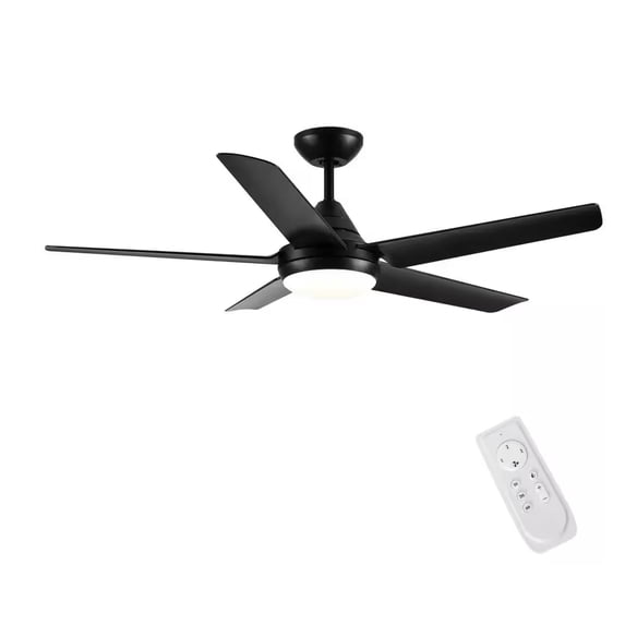 YUHAO 48 in. Dimmable Integrated LED Indoor Black Ceiling Fan with Light and Remote