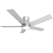 YUHAO 52" Brushed Nickel Low Profile Ceiling Fans,Modern Dual Color Flush Mount Ceiling Light with Remote Control,Reversible 3CCT LED Dimmable for Bedroom,Balcony.