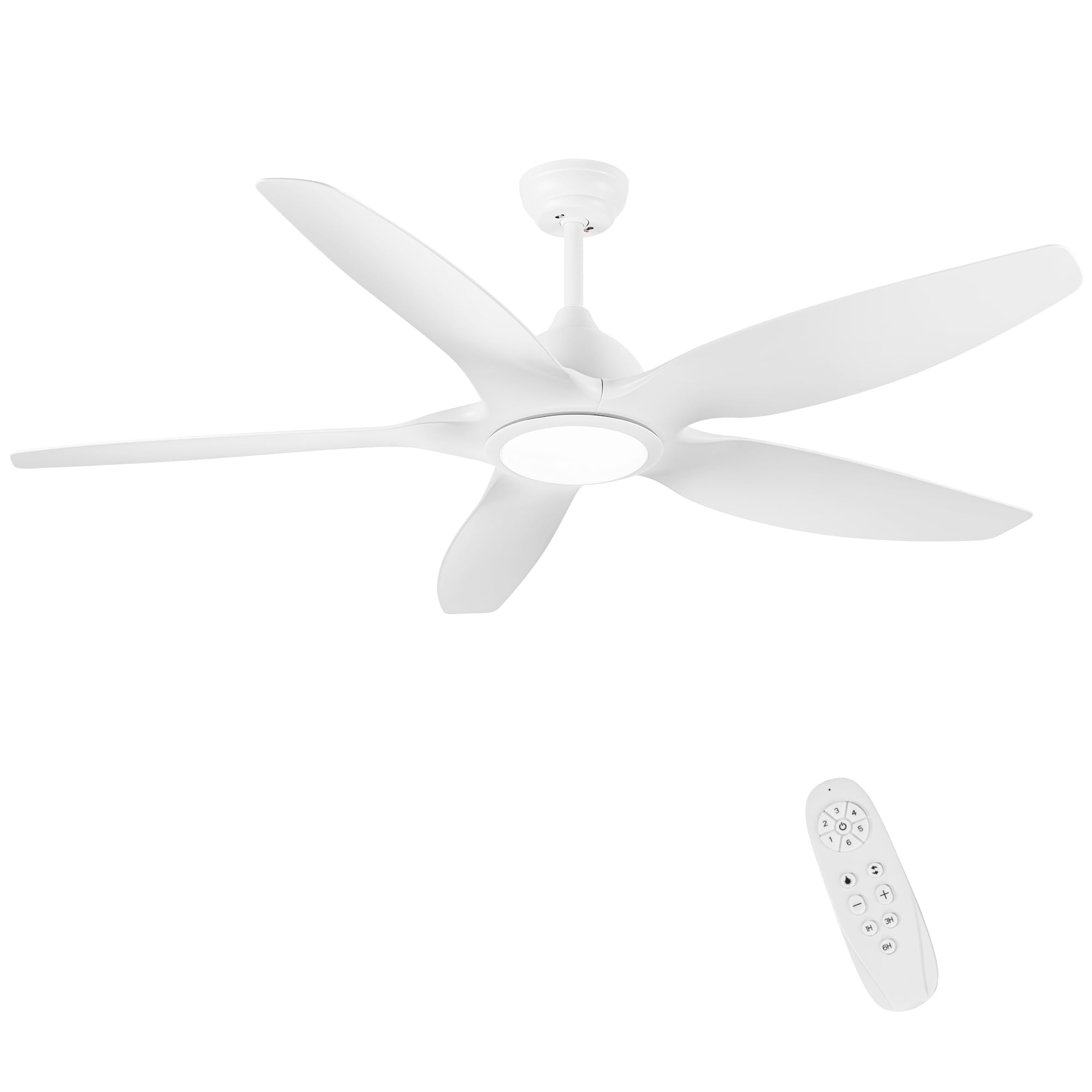 YUHAO 60 in. Integrated LED Indoor\u0026Outdoor Matte White Ceiling Fan with Light Kit and Remote