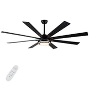 YUHAO 72" Industrial Large Ceiling Fan with Light, Reversible 8 Blades,Dimmbalbe 3CCT,6/12/24in Adjustable Downrods for Living Room,Garage,Balcony,Wide Space Scene.
