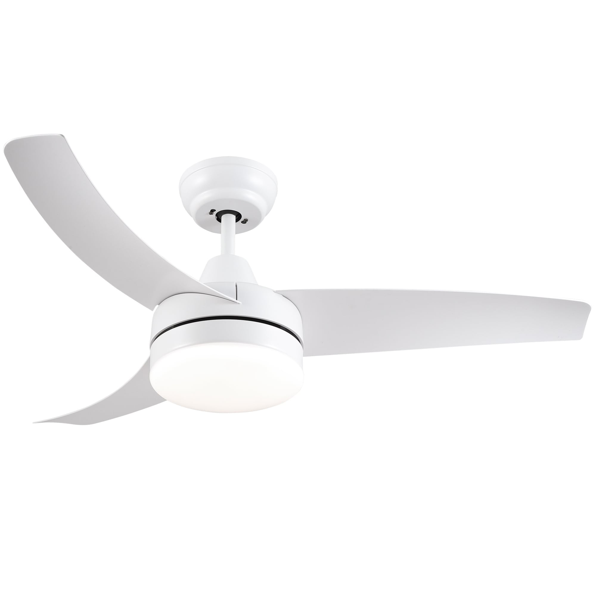 42-Inch White Modern Ceiling Fan with LED Light and Remote