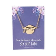 YUHAOTIN 2024 Graduation Pendant Necklace with A Card Inspirational Jewelry for Women Girls Class of 2024 College Student High School College Graduation Gift Black Tourmaline Necklace