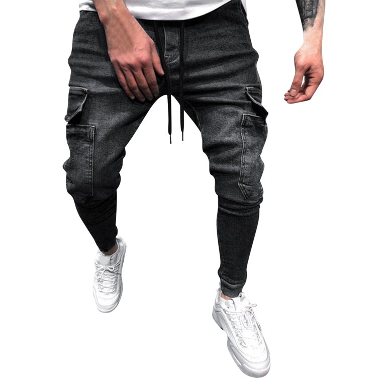 Black Mens Bootcut Ripped Jeans YUHAOTIN Baggy Jeans For Men Black