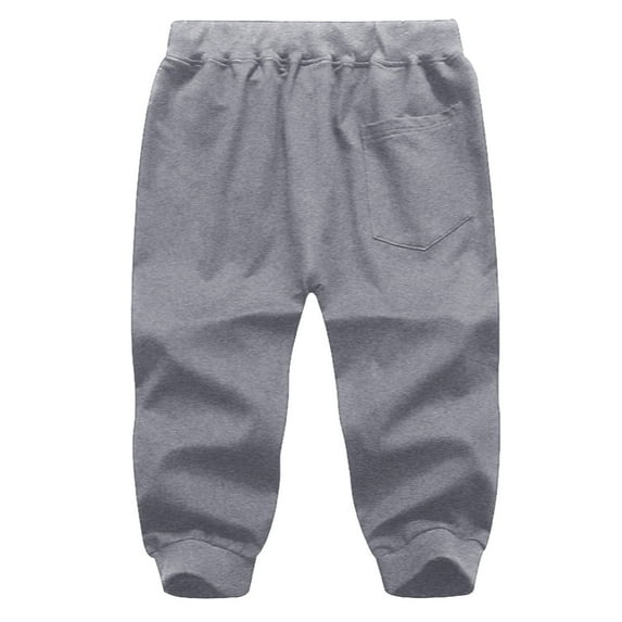 YUHAOTIN Big and Tall Sweatpants Men's Cotton Casual Sports Drawstring Zipper Three-Pocket Cropped Trousers,Dark gray