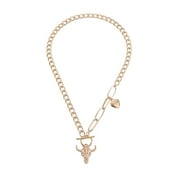 YUHAOTIN Bull Head Heart Necklace Gothic Pendant Splice Necklace for Men Women Necklace for Girlfriend Gold Initial Necklace Things to Get Your Girlfriend