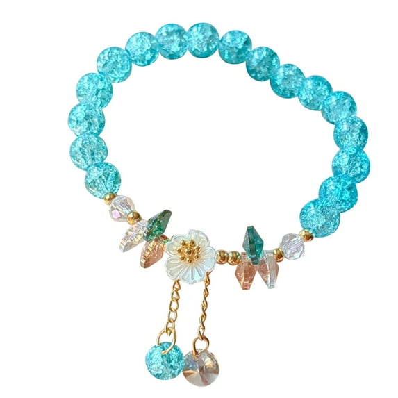 YUHAOTIN Charming Kids Flower Bead Bracelet with Glass Adjustable Jewelry for Girls Heart Bracelet 925 Silver Silver Bracelet Stack Womens Bracelets Trendy