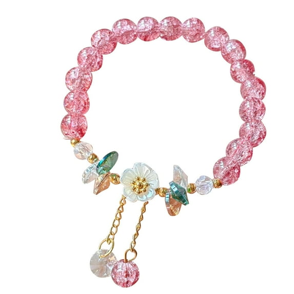 YUHAOTIN Charming Kids Flower Bead Bracelet with Glass Adjustable Jewelry for Girls Sister Bracelets for Women Matching Charm Bracelet Charms Bracelets for Women Sexy
