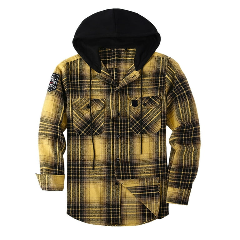 YUHAOTIN Compression Shirt Men Long Sleeve Hooded Flannel Shirt Loose Long Sleeved Warm Plaid Shirt Watermelon Shirt Mens Summer Shirts Short Sleeve Funny Walmart