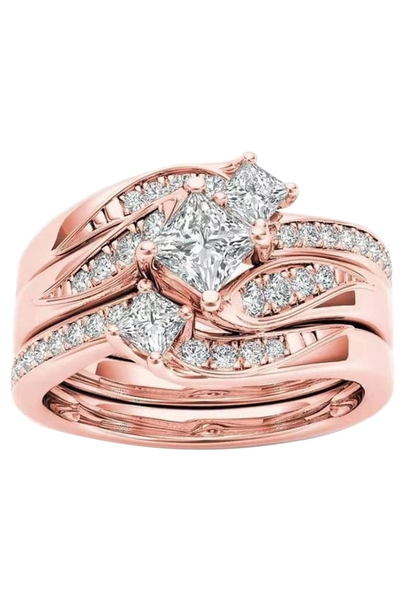 Couples Rings Rose Gold Promise Rings Delicate Design Knot Set Diamond Fashion Ring Light High Grade Ring Birthday Gifts for Wife Matching Rings for Couples