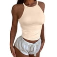 thumbnail image 1 of YUHAOTIN Denim Corset Top Women Sleeveless Bandage Tank Top Summer Casual Blouse V Neck Solid Color Vest Shirt Crop Tops for Women 2024 Glitter Womens Camisoles with Built in Bra for Sleeping, 1 of 5