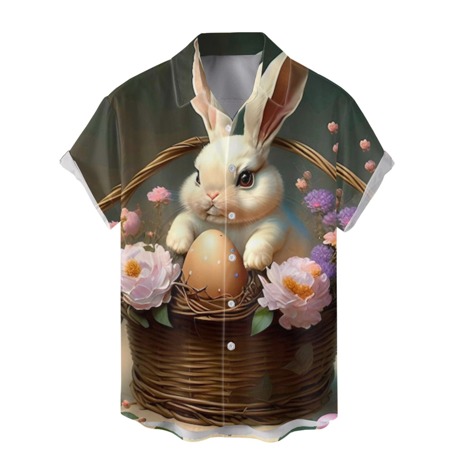 YUHAOTIN Easter Day Custom Shirt Men's Easter Egg Print Short Sleeve Casual  Shirt Spring and Summer Compression Shirts for Men White Dress Shirt for  Men 