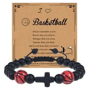 YUHAOTIN Europe and America Sports Style Natural Stone Basketball Bracelet Woven Bracelet Soccer Tennis Card Hand Jewelry Adult Fashion Hand Jewelry Theme Design Gi Bracelet Stack for Girls
