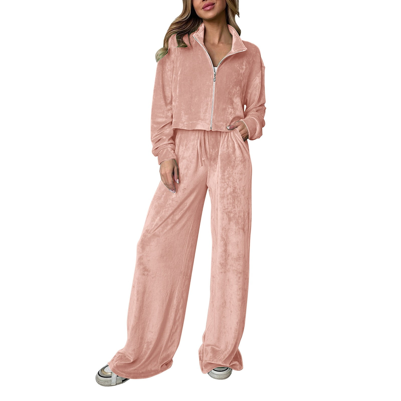 YUHAOTIN Two Piece Set for Women Womens Velour Tracksuit Two Piece