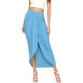 thumbnail image 1 of YUHAOTIN Female Black Long Skirt Womens Solid Draped Slit High Elastic Waist Casual Skirt Wrap Waist Asymmetrical Skirt Maxi Skirt with Pockets Pleated Skirts for Women Black, 1 of 6